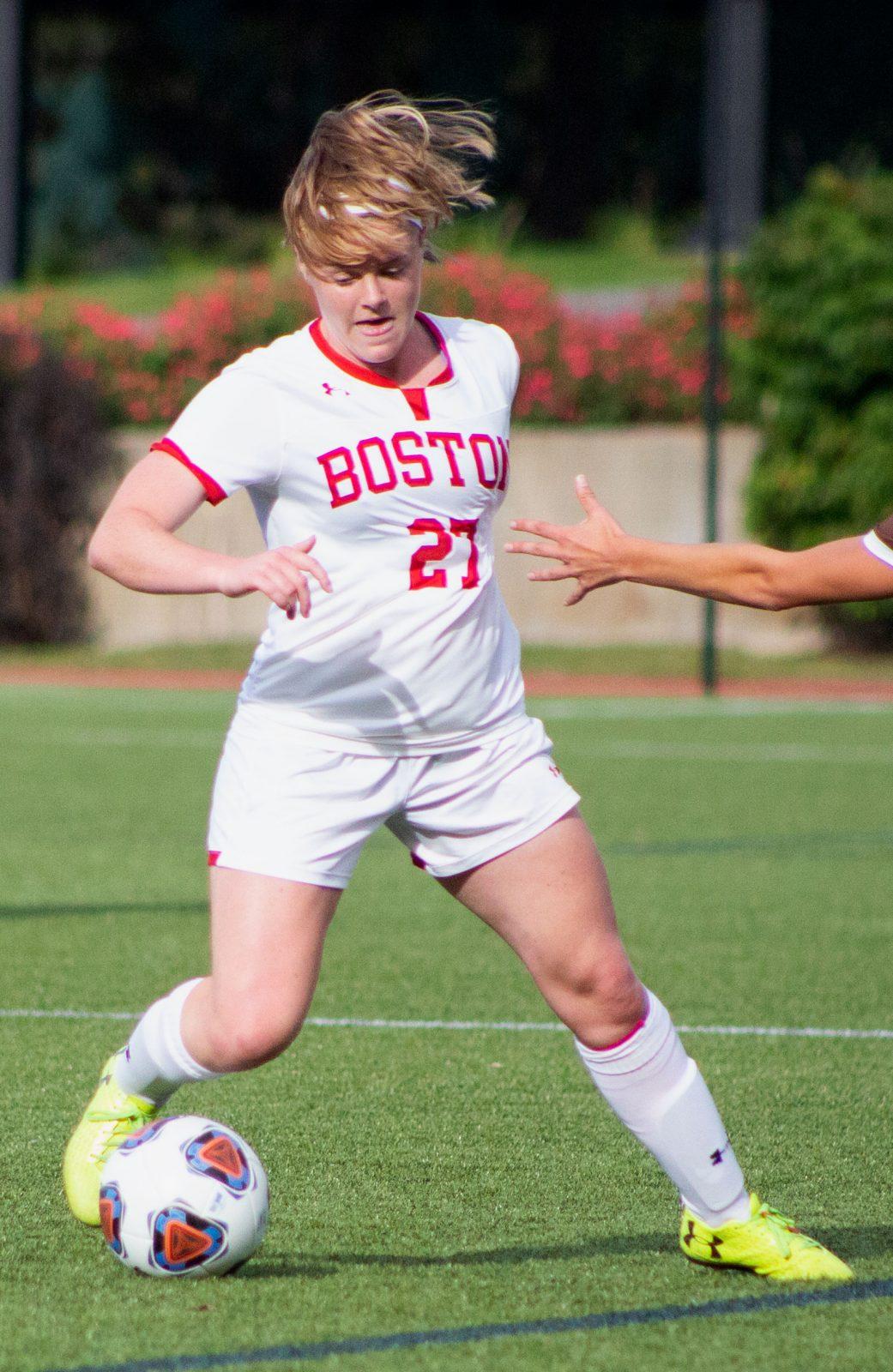 Junior forward Anna Heilferty in a September 2018 game against Lehigh University. Heilferty attempted to score on the University of Connecticut with a series of corner kicks during an away game on Sunday. VIVIAN MYRON/ DFP FILE