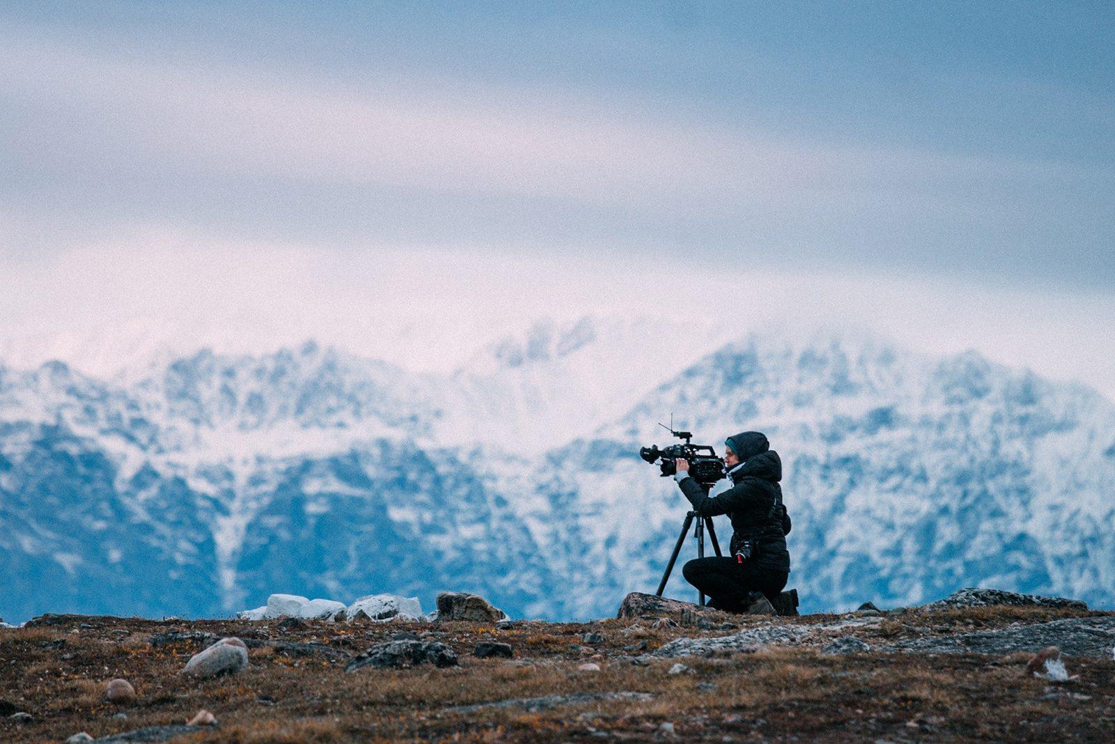 VICE News producer Claire Ward shoots for VICE News Tonight in Nunavut, Canada. PHOTO COURTESY JERRY RICCIOTTI/ VICE NEWS