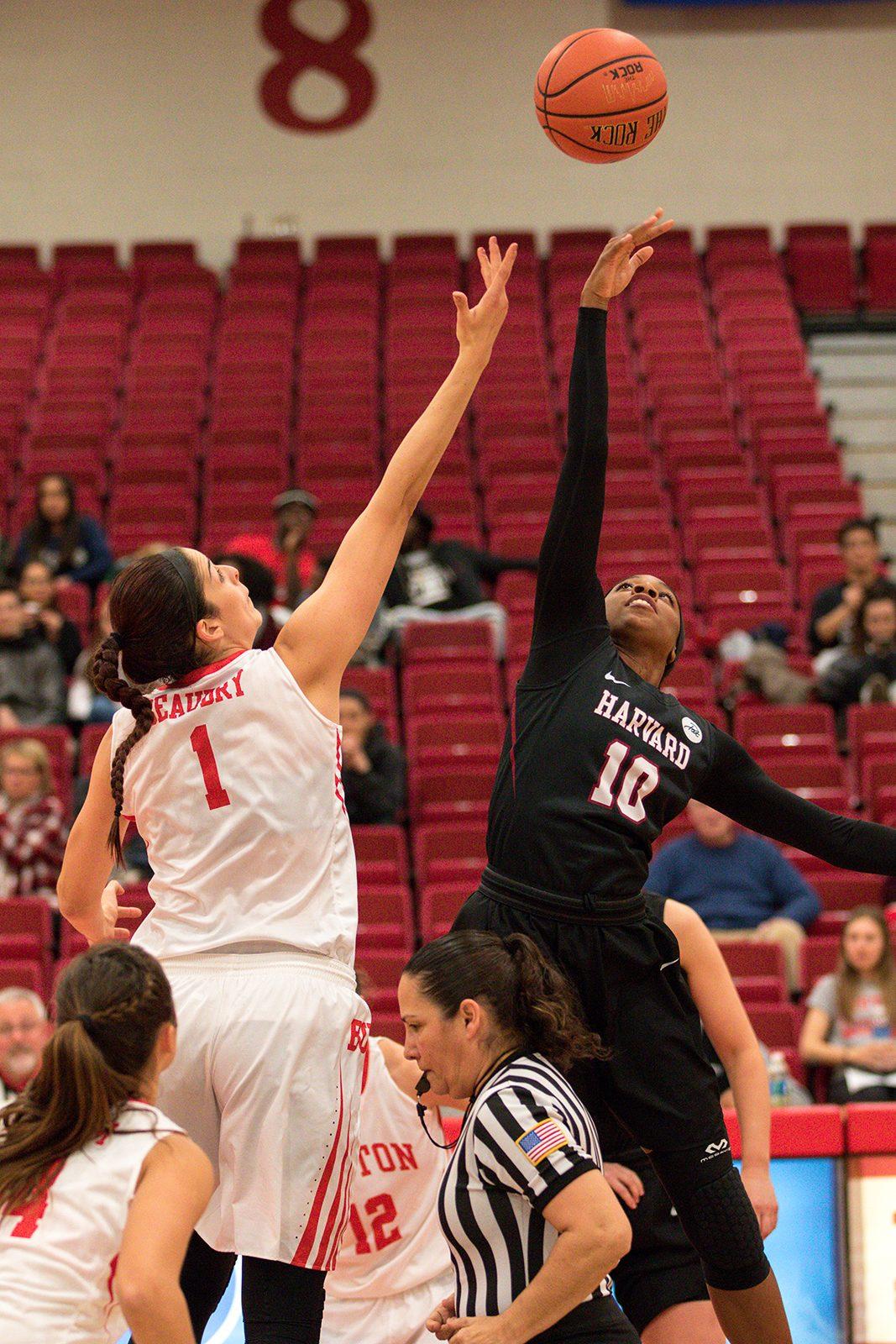 Junior center Sophie Beaudry recorded her first career double-double on Wednesday night. PHOTO BY JOHN KAVOURIS/ DAILY FREE PRESS STAFF 