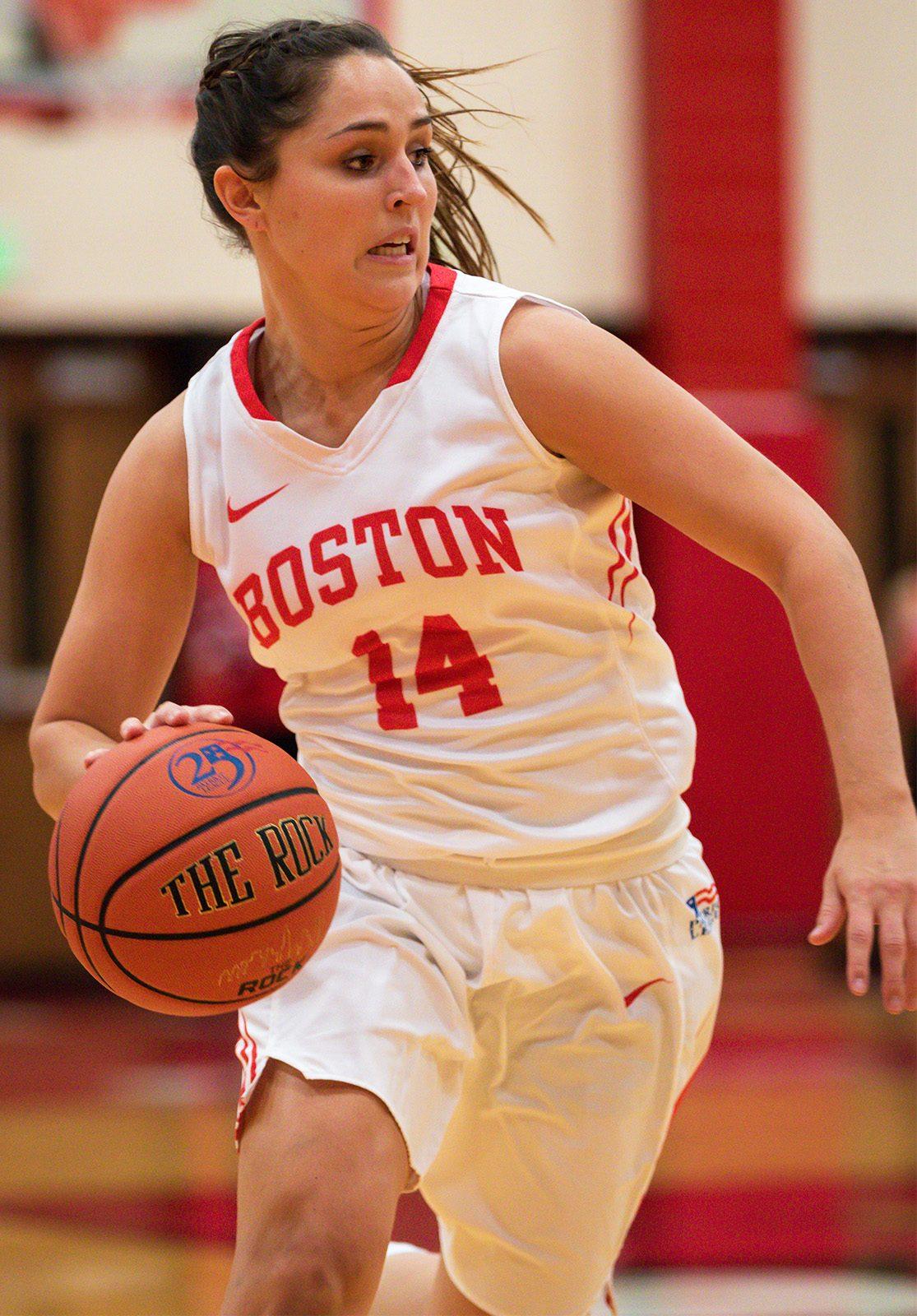 Courtnery Latham led the Terriers with nine rebounds and contributed eight points in the victory. PHOTO BY JOHN KAVOURIS/ DAILY FREE PRESS STAFF