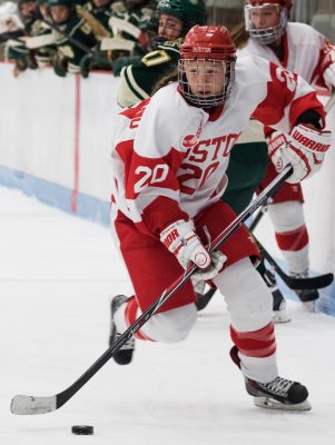Forward Samantha Sutherland and the rest of BU's offense will need to convert scoring chances to beat Boston College. PHOTO BY JUSTIN HAWK/ DAILY FREE PRESS STAFF