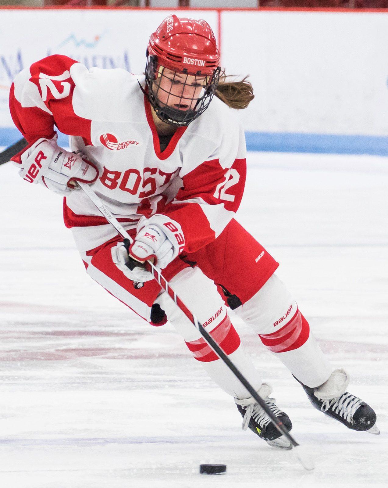 Victoria Bach is the points leader for the Terriers and her play down the stretch will be crucial in shaping BU's playoff chances. PHOTO BY JUSTIN HAWK/ DAILY FREE PRESS STAFF