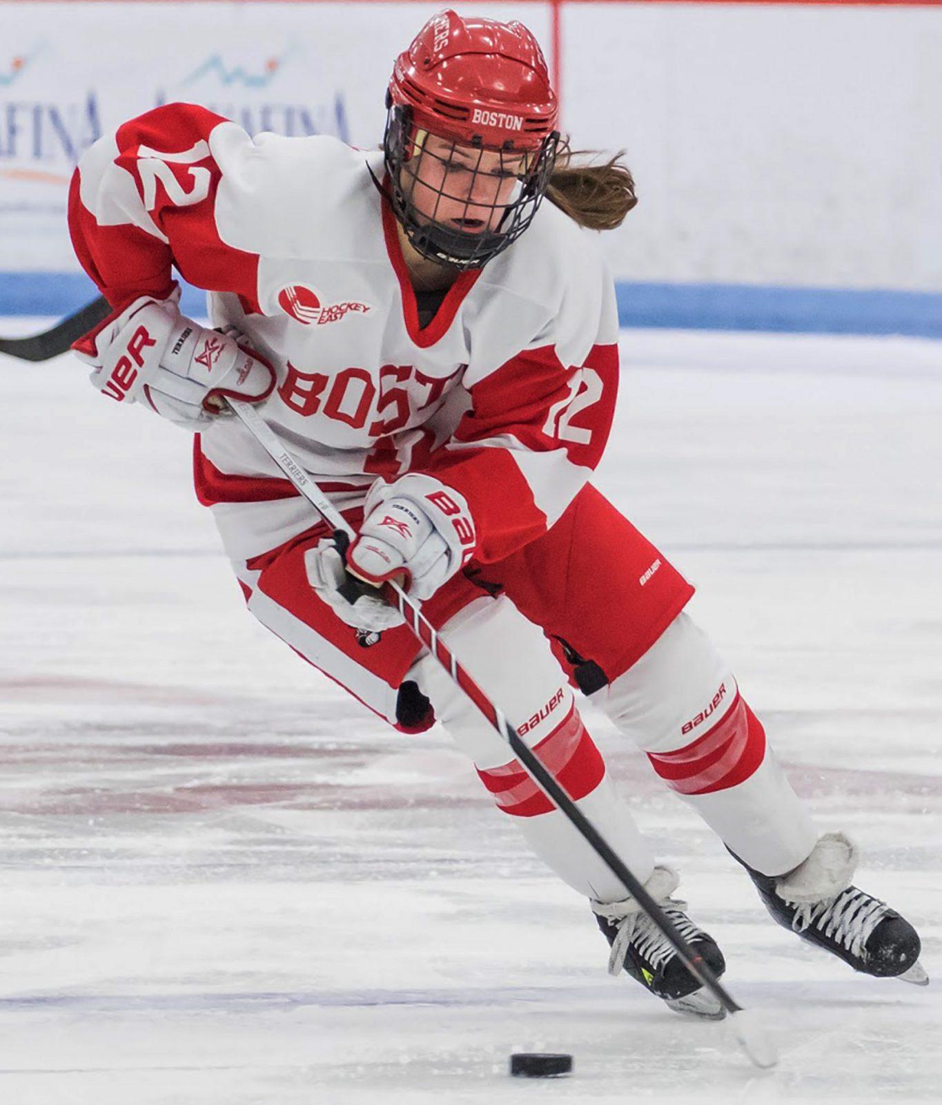 Junior forward Victoria Bach had a hat trick on Friday night. PHOTO BY JUSTIN HAWK/ DAILY FREE PRESS STAFF 