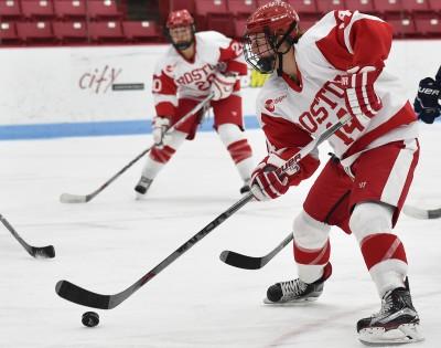 Junior Maddie Elia has stepped up her offensive and defensive game as of late. PHOTO BY MADDIE MALHOTRA/DAILY FREE PRESS STAFF