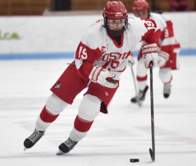 Rebecca Leslie helped pace BU towards yet another Hockey East semifinal appearance. PHOTO BY MADDIE MALHOTRA/DAILY FREE PRESS STAFF