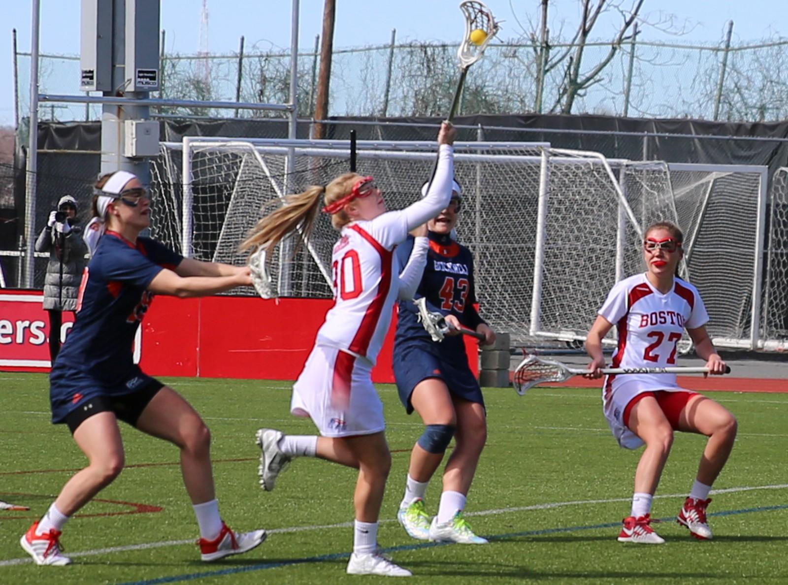 Sophomore attack Avery Donahoe has tallied eight goals and six assists so far this season. PHOTO BY SARAH SILBIGER/DAILY FREE PRESS STAFF
