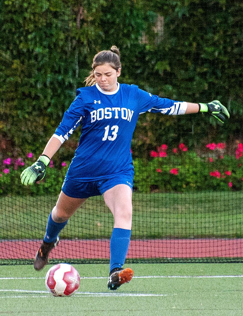 Senior goalkeeper Emma Heil made 10 saves in her first career start for BU in its 2-0 loss to Harvard University on Tuesday evening. CHRISTOPHER GOUGH/ DAILY FREE PRESS STAFF
