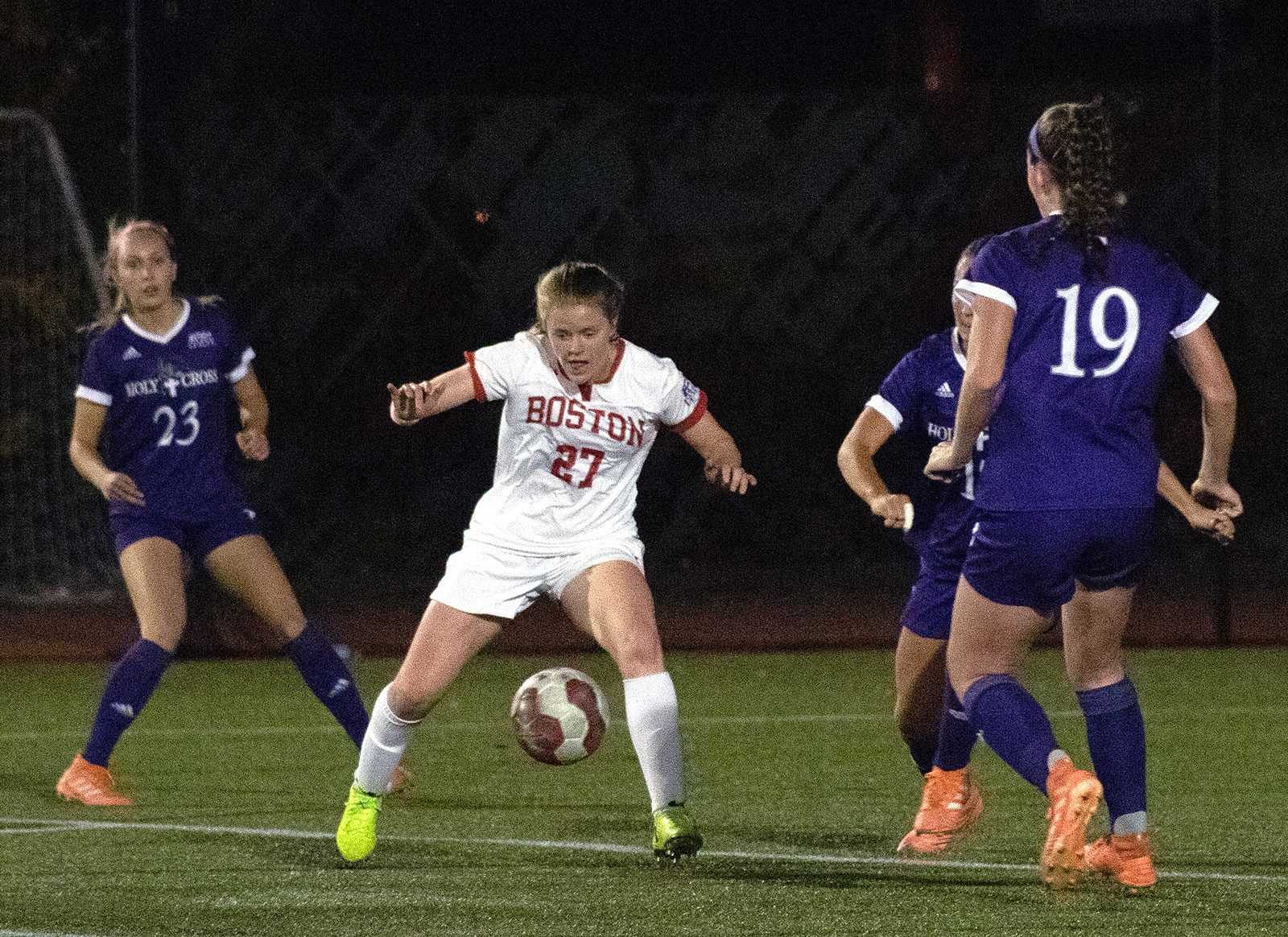 Junior Anne Heilferty got on the scoresheet in the loss to the College of the Holy Cross on Wednesday night. RACHEL SHARPLES/ DAILY FREE PRESS STAFF