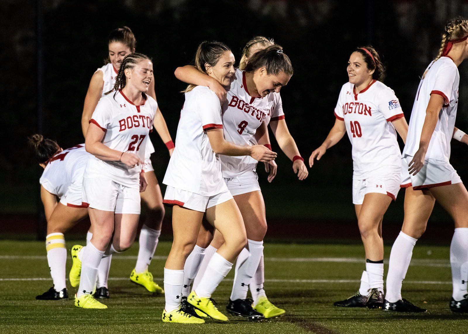 The Boston University women’s soccer team during a game against West Point Military Academy on Nov. 2. The Terriers could potentially be playing their last game this season against Holy Cross this Wednesday at Nickerson Field. MAISIE MANSFIELD-GREENWALD/ DFP FILE