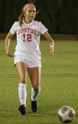 Freshman forward Kelly Park scored her first collegiate goal last Tuesday against Harvard. PHOTO BY JUSTIN HAWK/ DAILY FREE PRESS STAFF 