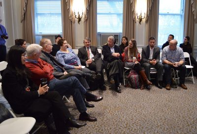 Faculty and students from the Frederick S. Pardee School of Global Studies come together Friday to discuss Donald Trump's inauguration. PHOTO BY ERIN BILLINGS/ DAILY FREE PRESS STAFF