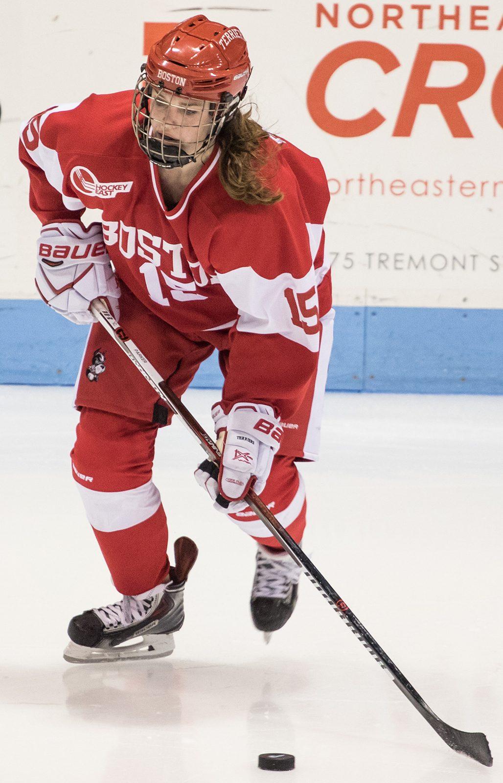 Graduate student forward Mary Parker scored her 100th career point on Tuesday. PHOTO BY JUSTIN HAWK/ DAILY FREE PRESS STAFF