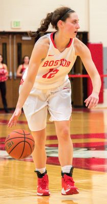 In BU's last matchup against Navy, senior Sarah Hope scored 21 points and hit a career-high 7 3-pointers. (Photo by John Kavouris/Daily Free Press)
