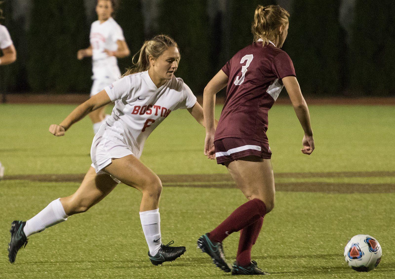Sophomore defender Chelsea Churchill tied her goal total from last season on Wednesday night. PHOTO BY JUSTIN HAWK/  DAILY FREE PRESS STAFF 