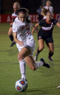 Junior forward Christina Wakefield tallied four shots on Thursday. PHOTO BY ELLEN CLOUSE/ DAILY FREE PRESS STAFF 