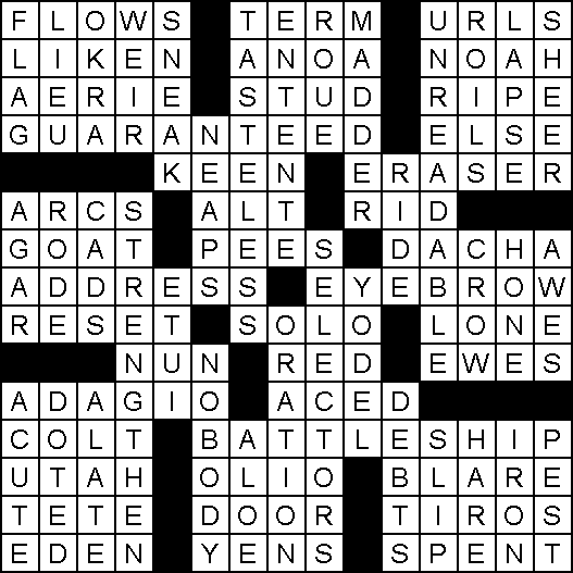 Crossword answers- Oct. 22, 2015 – The Daily Free Press