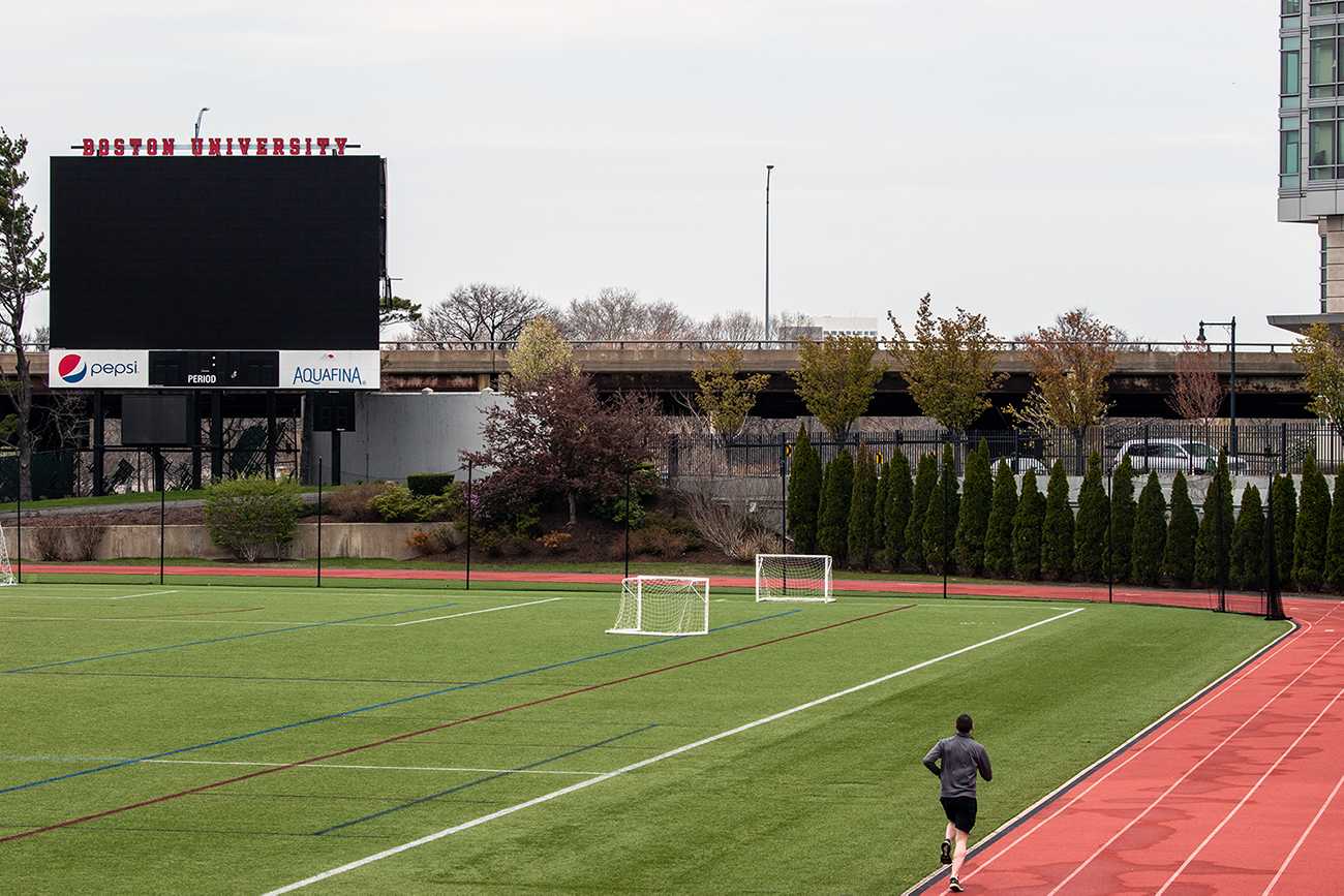 Boston University’s Nickerson Field. For student athletes, uncertainty looms over whether they will get to play during the Fall 2020 semester. LAURYN ALLEN/ DAILY FREE PRESS STAFF
