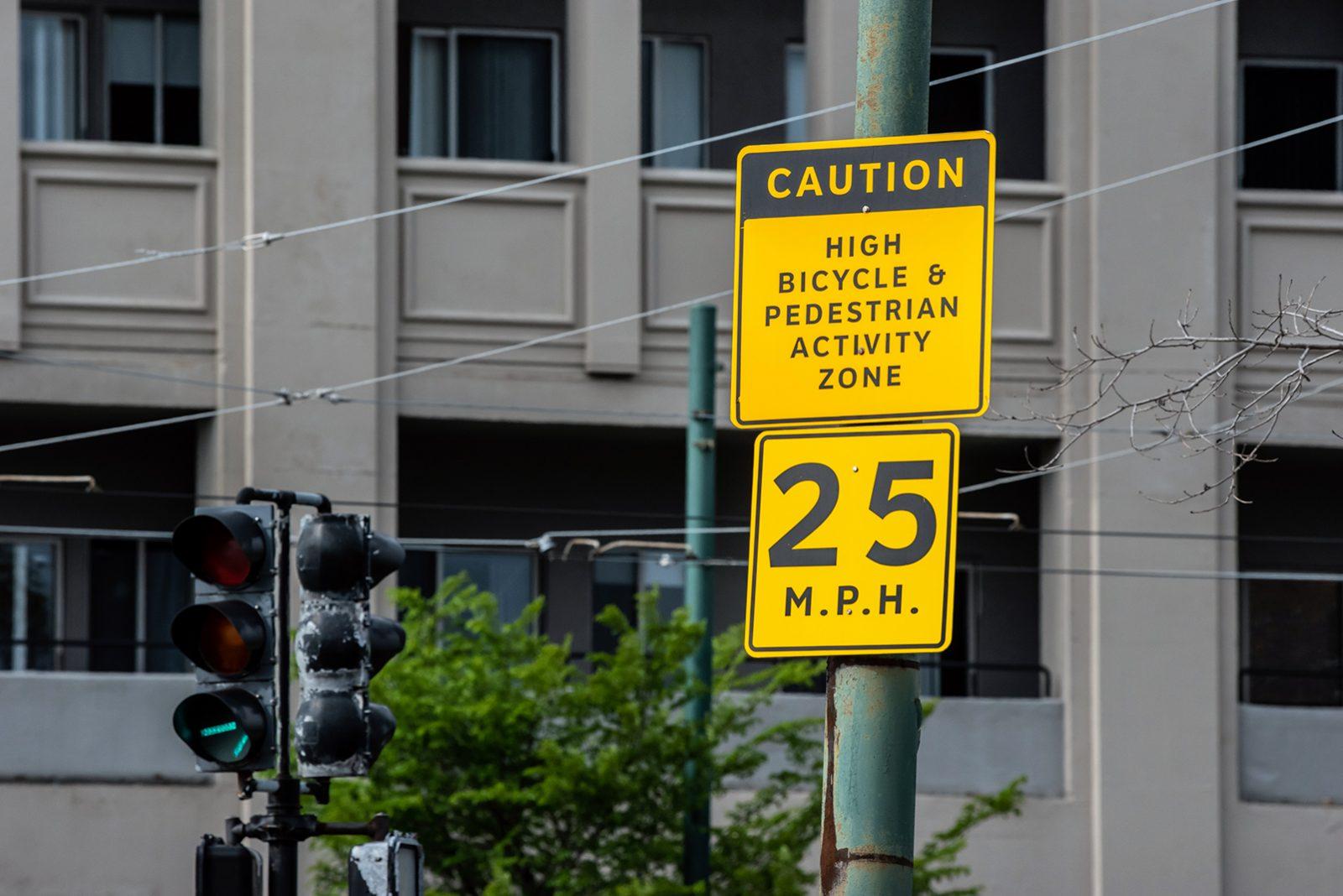 A speed limit sign at Packard’s Corner. Statewide roadway fatalities have increased due to speeding, despite less-populated roads. LAURYN ALLEN/ DAILY FREE PRESS STAFF