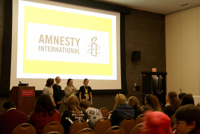 Amnesty International members and human rights activists gathered in the George Sherman Union Saturday for the Amnesty International USA 2015 Northeast Regional Conference, titled "From Moment to Movement." PHOTO BY JAKE FRIEDLAND/DAILY FREE PRESS STAFF