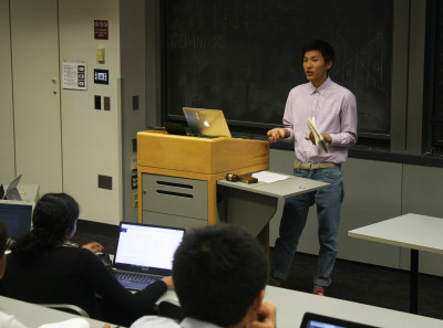Student Government President Andrew Cho speaks at the Boston University Student Government Senate meeting Monday. PHOTO BY BETSEY GOLDWASSER/DAILY FREE PRESS STAFF