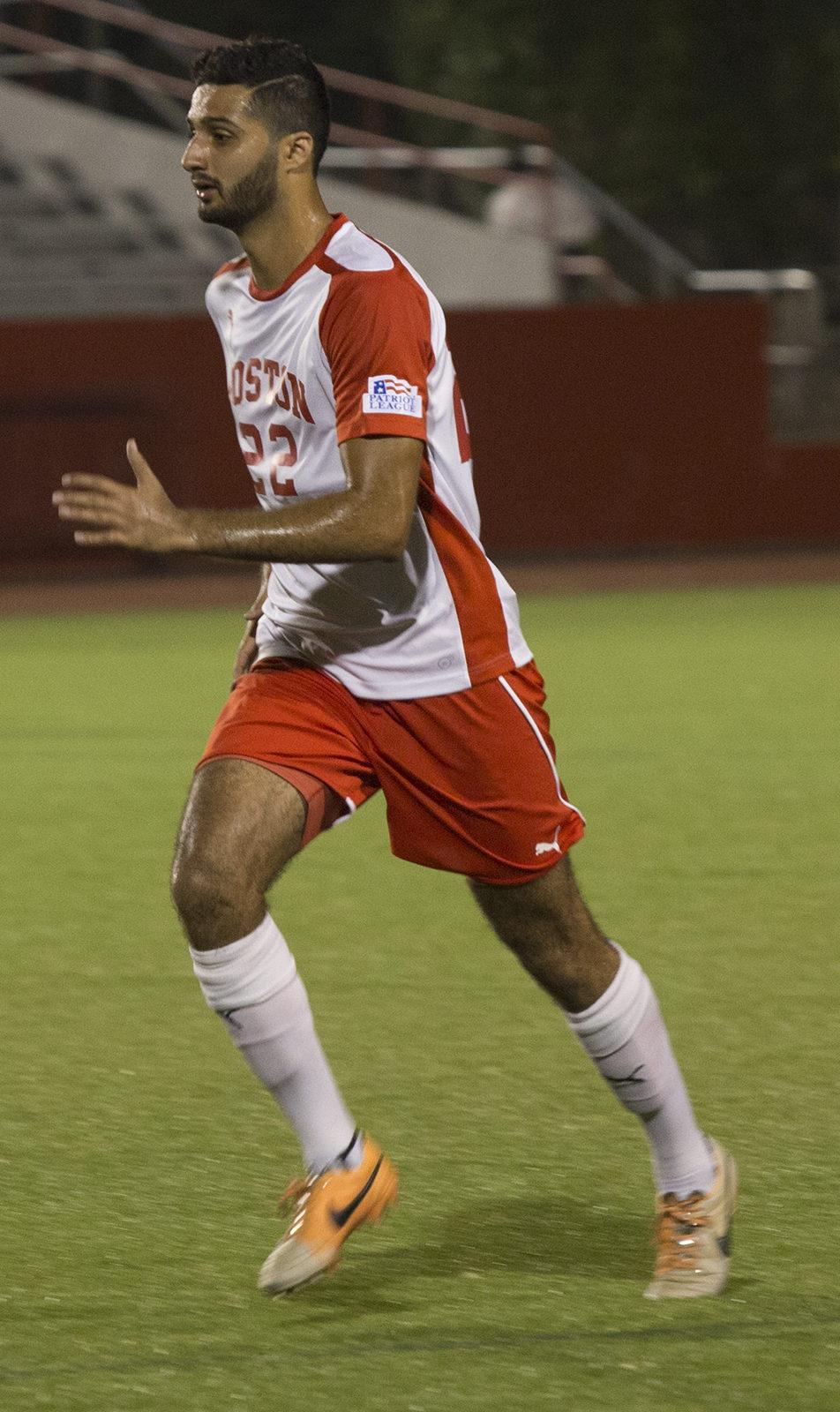 Senior defender Adam Sheikali and the Terriers will look to maintain their current momentum. PHOTO BY ANN SINGER/ DAILY FREE PRESS STAFF