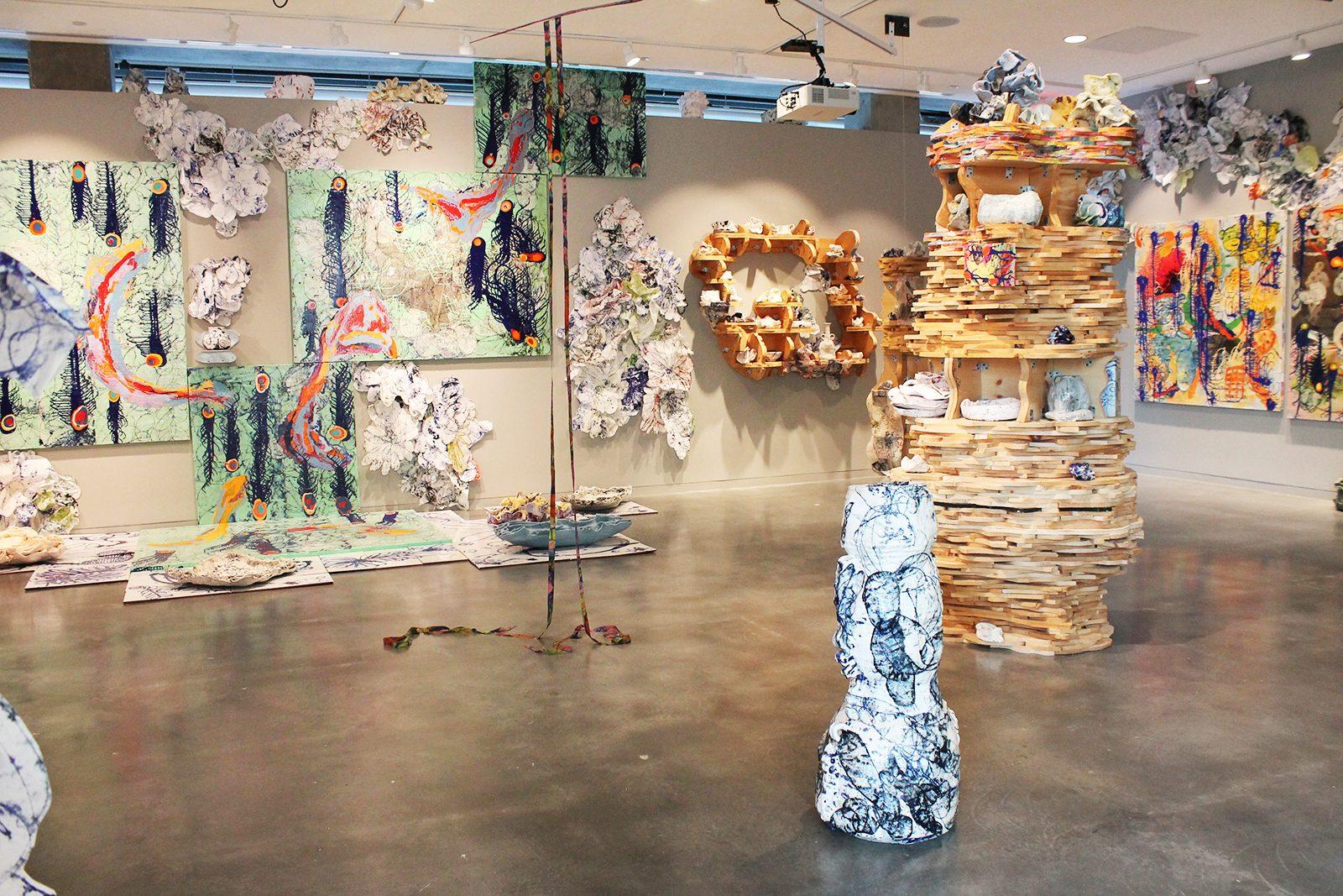 Mark Cooper, a Boston-based installation artist, displays his latest gallery, “Uncertainty,” at Lesley University's Lunder Arts Center. The gallery, which opened Saturday, will run through April 16. PHOTO BY ABIGAIL FREEMAN/ DAILY FREE PRESS STAFF