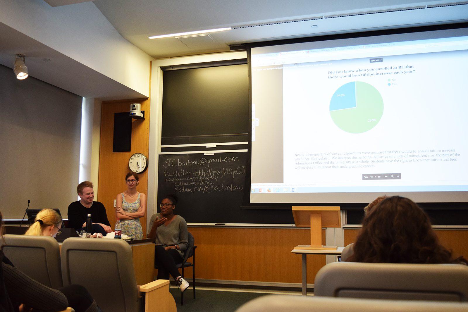 The Student Curriculum Committee hosts a forum Wednesday evening at the College of Arts and Sciences to discuss the recent 3.4 percent increase in tuition and fees for the 2017-18 academic year. PHOTO BY ASHLEY GRIFFIN/ DAILY FREE PRESS STAFF