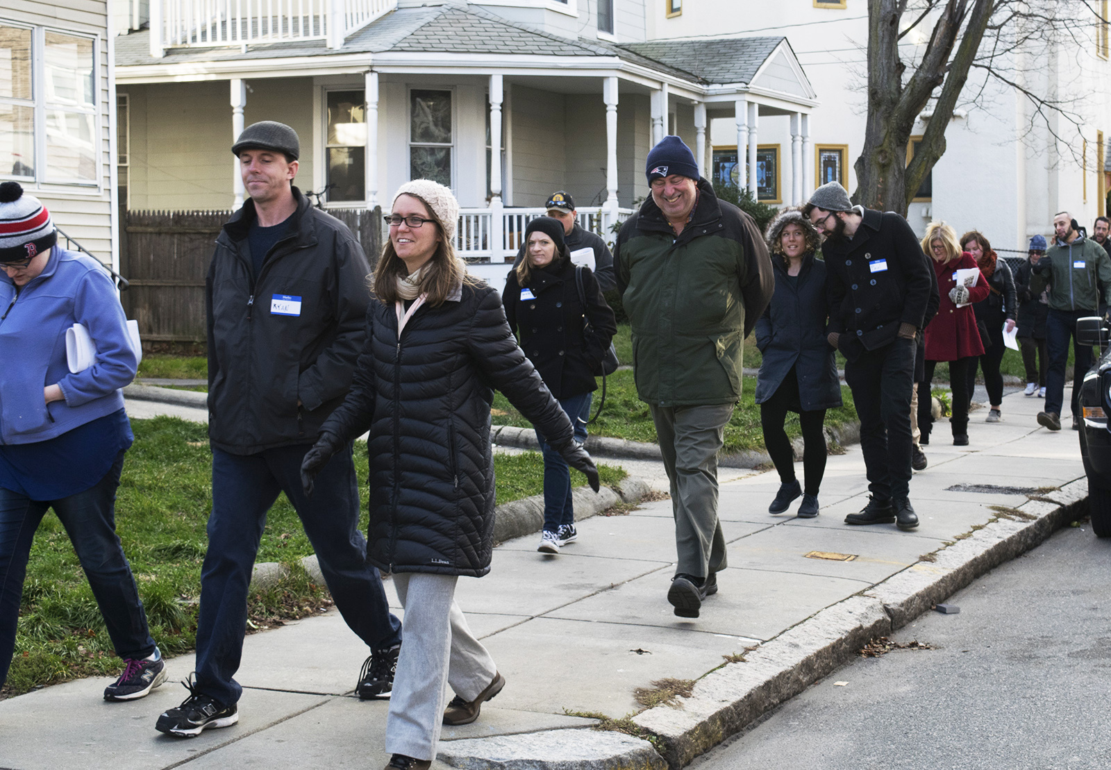 Boston residents participate in a walking tour of Allston Saturday afternoon for Imagine Boston 2030 Week, an engagement effort by Boston Mayor Martin Walsh to share plans for the city. PHOTO BY ASHLEY GRIFFIN/ DAILY FREE PRESS STAFF