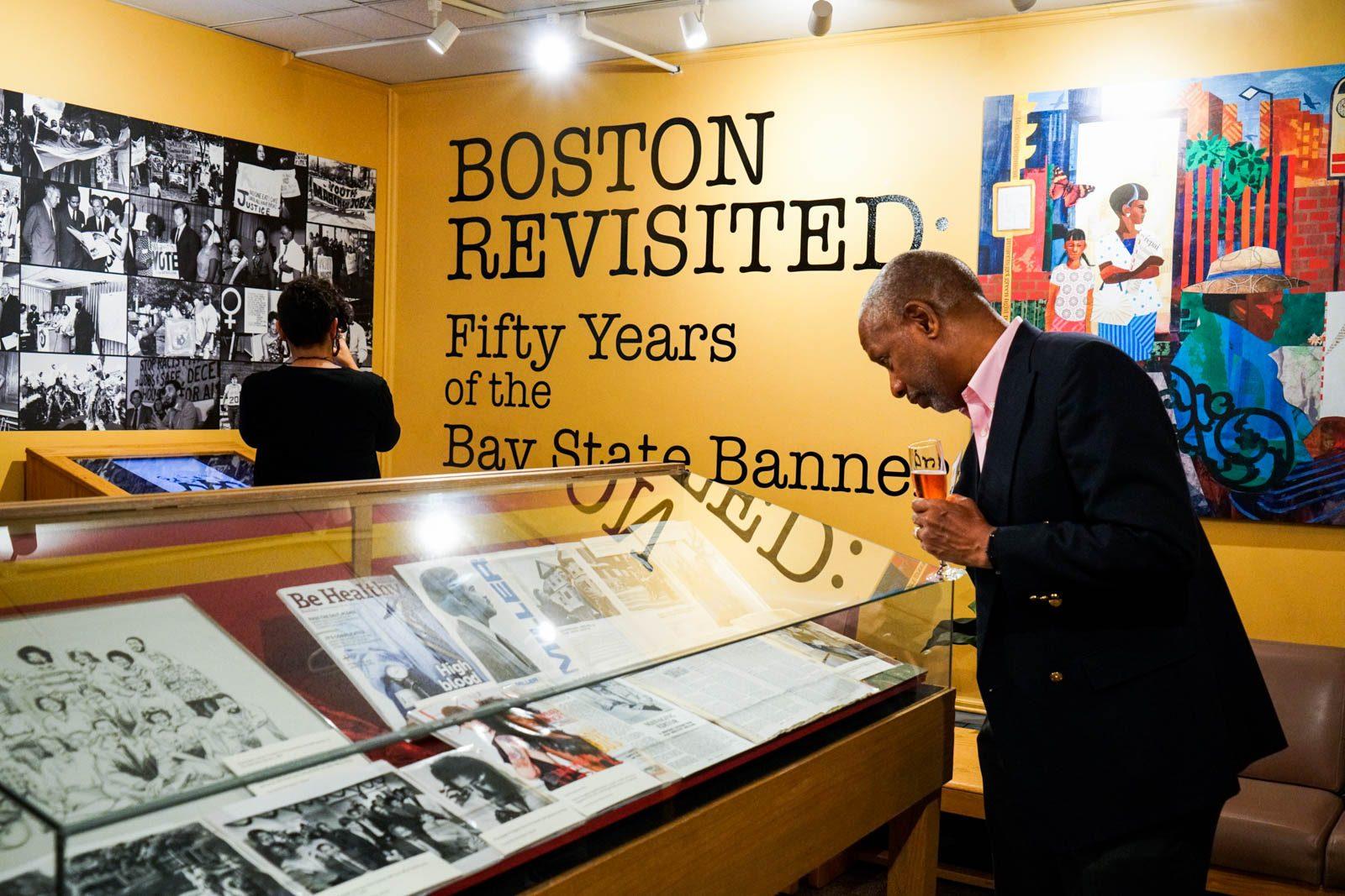 “BOSTON REVISITED: Fifty Years of the Bay State Banner,” a new exhibition at Boston University’s Howard Gotlieb Archival Research Center, opened Sunday. SERENA YU/ DAILY FREE PRESS STAFF