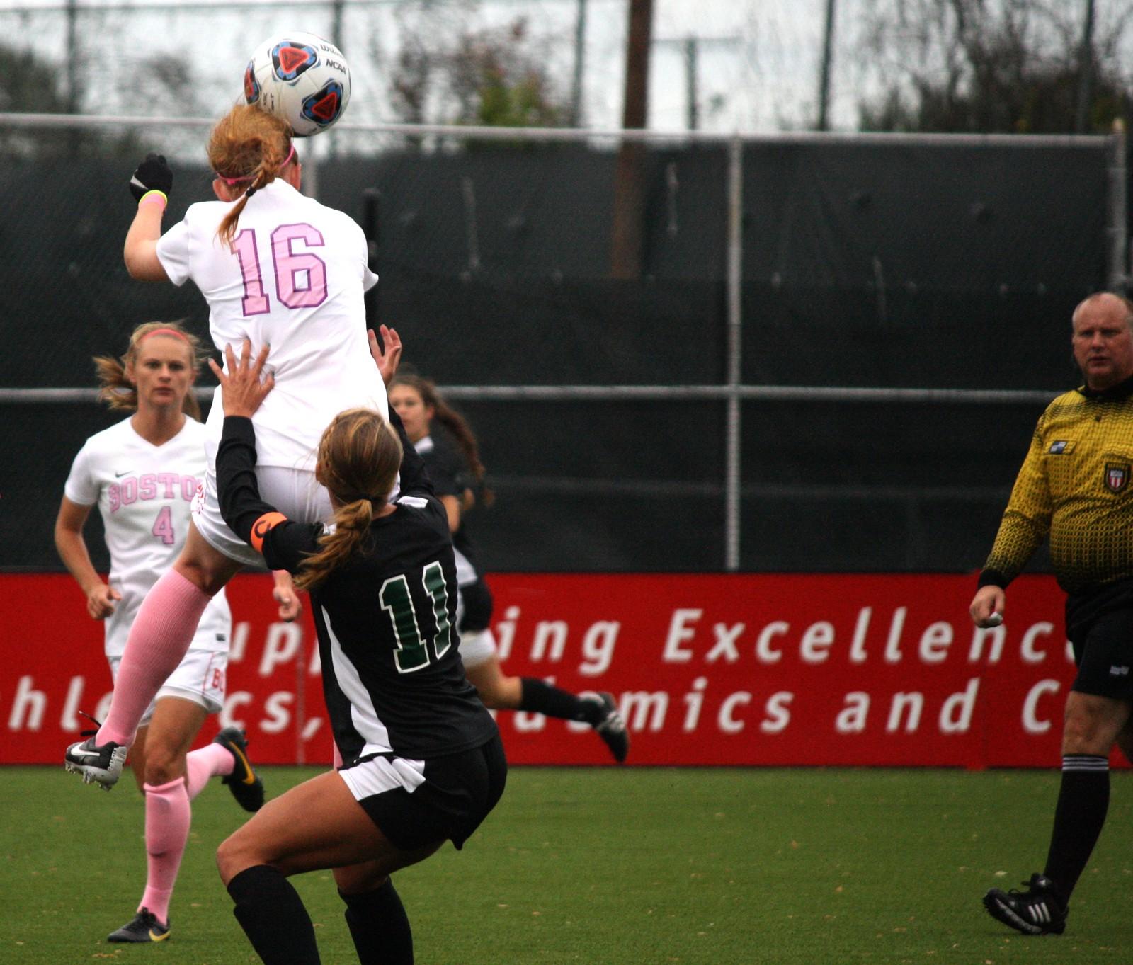 BU's women's soccer team won the Patriot League title and advanced to the NCAA Tournament. PHOTO BY BETSEY GOLDWASSER/DFP FILE PHOTO
