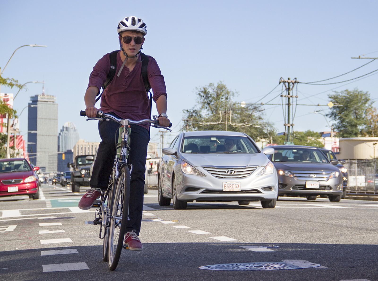 Massachusetts Gov. Charlie Baker announced a Complete Streets Funding Program that allocates $12.5 million to state initiatives that make streets safer for all modes of transportation. ILLUSTRATION BY SARAH SILBIGER/DAILY FREE PRESS STAFF