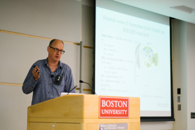 Lars Chittka of Queen Mary University of London gives a talk on insect brains and evolutionary intelligence at the 56th Annual Boston Colloquium for Philosophy of Science Saturday. PHOTO BY BRIAN SONG/DAILY FREE PRESS STAFF