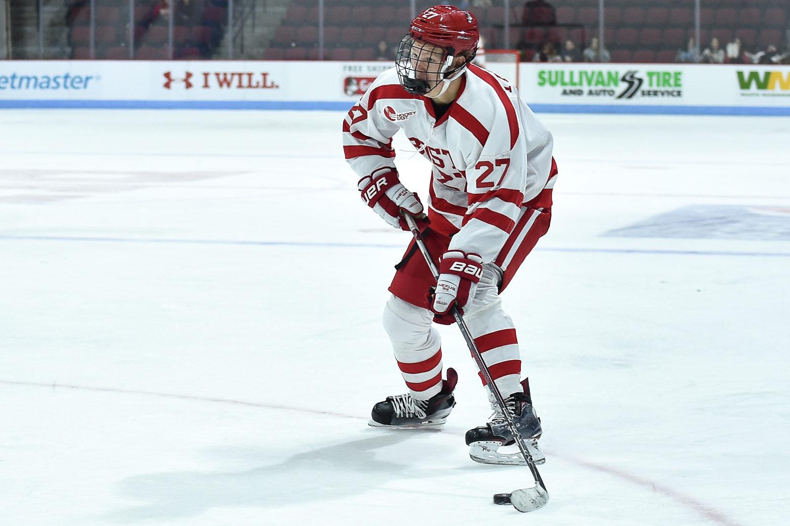 Freshman forward Brady Tkachuk collects three points in BU's exhibition game. PHOTO BY MADDIE MALHOTRA/ DAILY FREE PRESS STAFF 