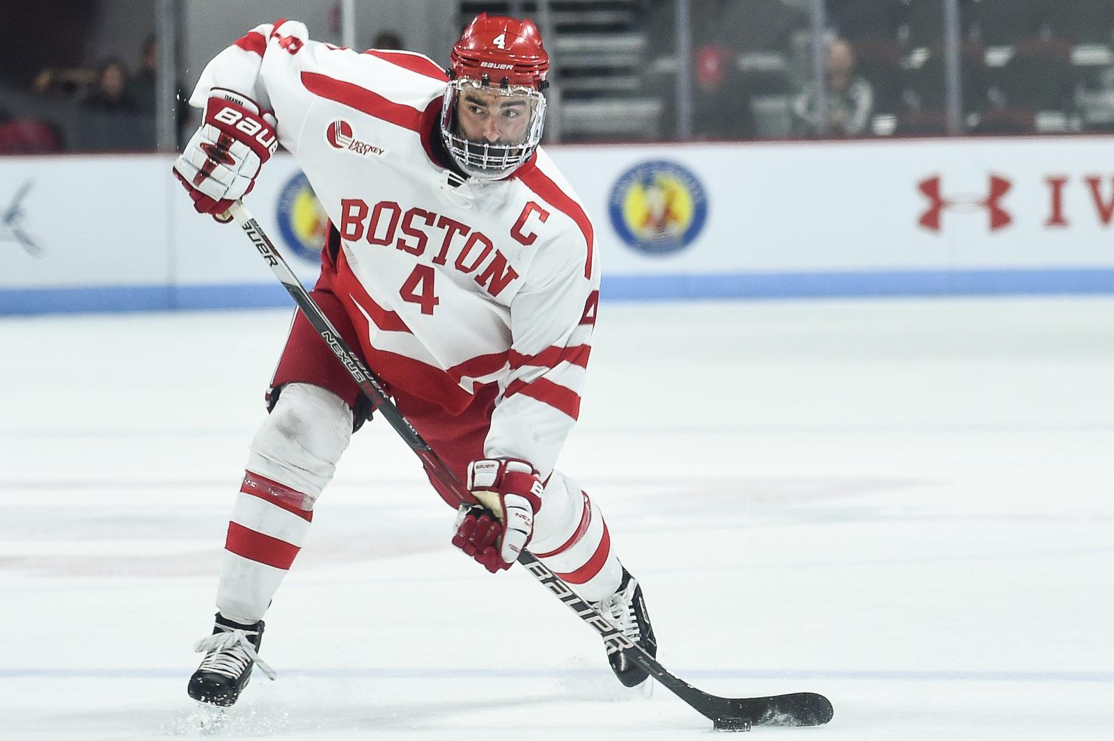Senior captain Brandon Hickey and the rest of the Terriers will turn their attention to Quinnipiac University. and PHOTO BY MADDIE MALHOTRA/ DAILY FREE PRESS STAFF 