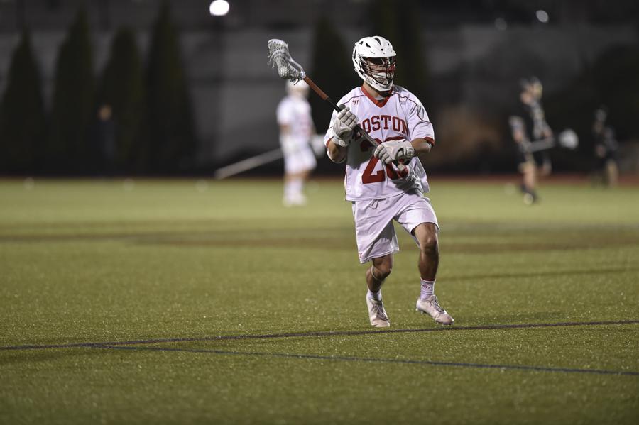 Senior midfielder and faceoff specialist Joe Stucky will play an important role as BU plays Dartmouth Tuesday night. PHOTO BY MADDIE MALHOTRA/ DFP FILE PHOTO 
