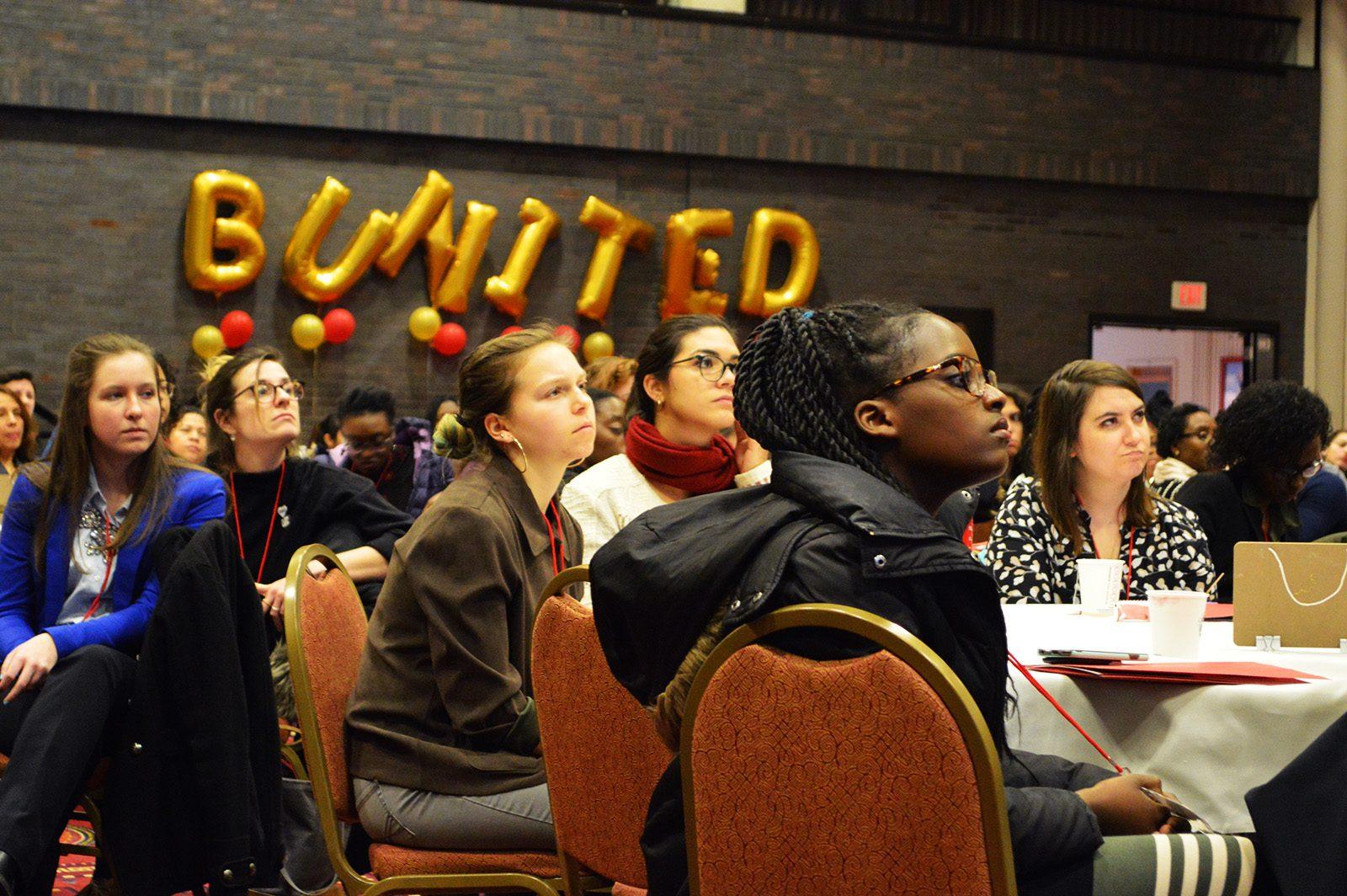 Derecka Purnell speaks at BUNITED's Student Diversity Conference Saturday afternoon about empowering young people to be culturally conscious. PHOTO BY CAROLYN KOMATSOULIS/ DAILY FREE PRESS STAFF
