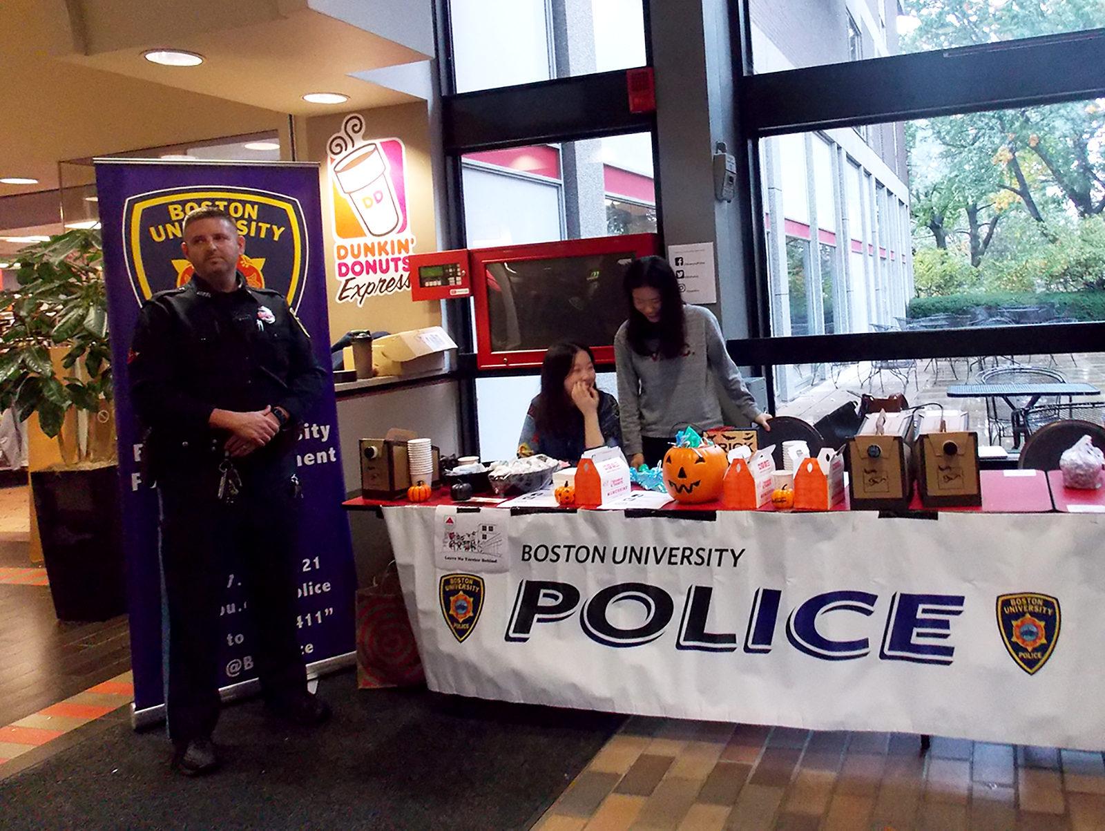 Boston University Police Department launches a Halloween giveaway at the George Sherman Union Wednesday afternoon as part of their @StayScarySafeBU campaign. PHOTO BY ELIZA SHAW/ DAILY FREE PRESS STAFF