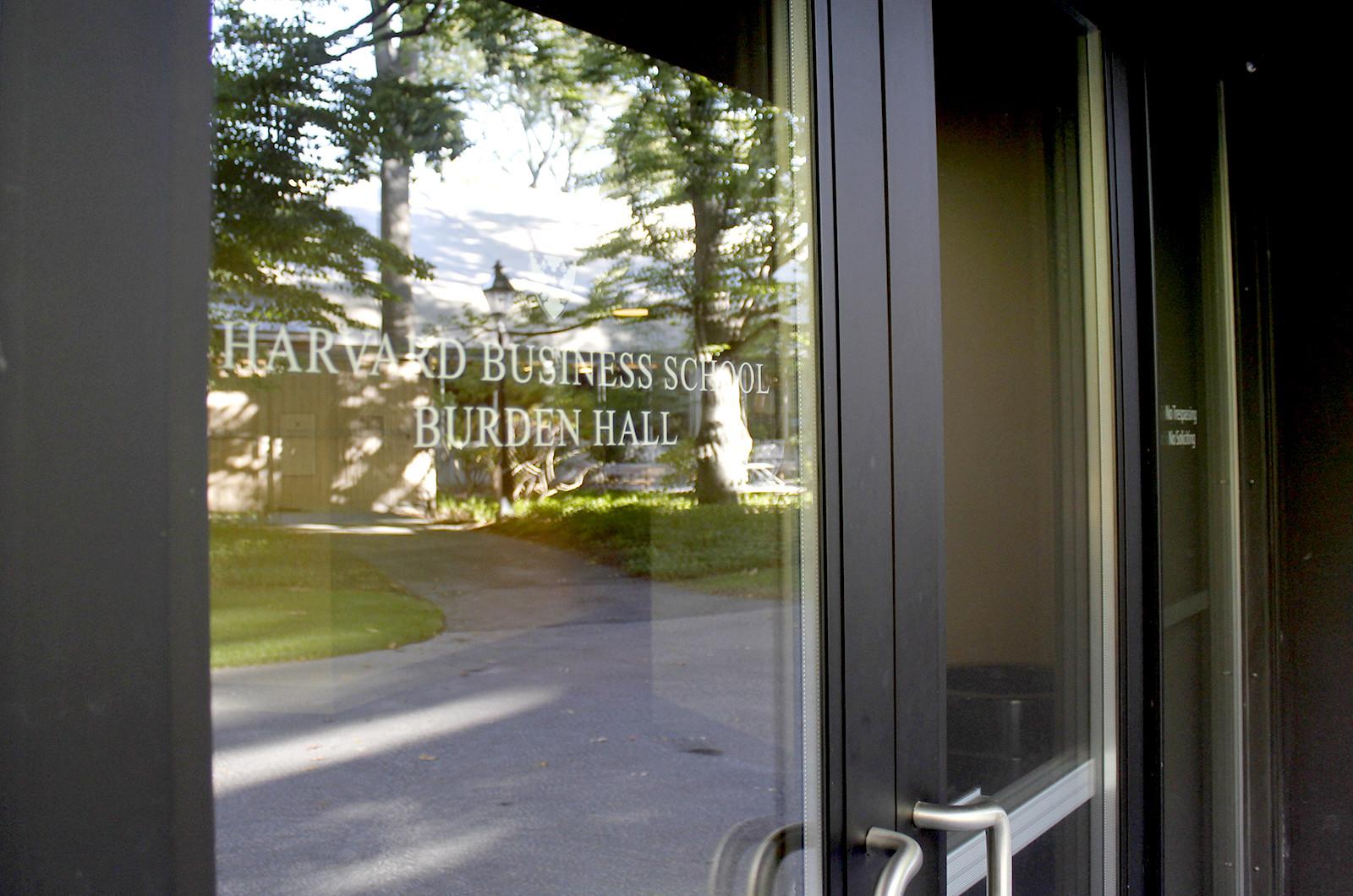 The Harvard Business School has filed plans for two new buildings on its Allston campus: one that will involve demolishing Burden Hall and building on the side of the structure, and the other on a parking lot near Western Avenue. PHOTO BY RACHEL MCLEAN/DAILY FREE PRESS CONTRIBUTOR
