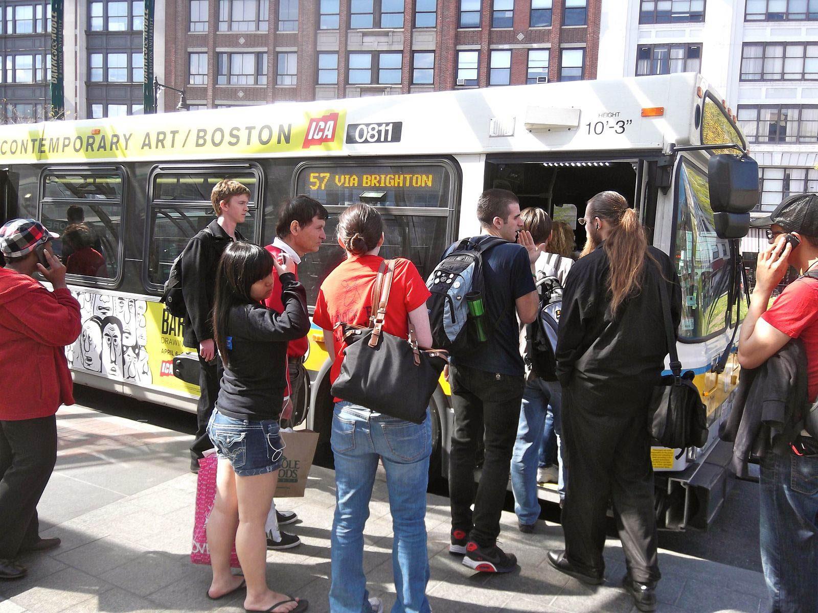 The 57 bus line along Brighton Avenue is one of the busiest bus rides in the MBTA network. LivableStreets Alliance is pushing for the City of Boston to create bus-only lanes in order to mitigate congestion on the roads. COURTESY OF WIKIMEDIA COMMONS