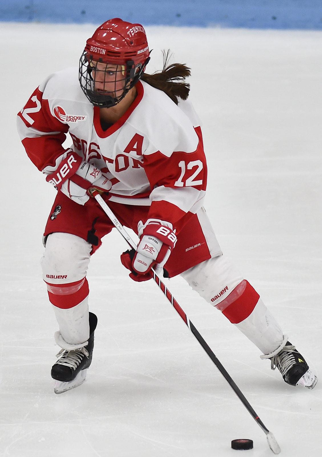 Senior Victoria Bach and the Terriers will not play until Oct. 20th.  PHOTO BY MADDIE MALHOTRA/ DAILY FREE PRESS STAFF