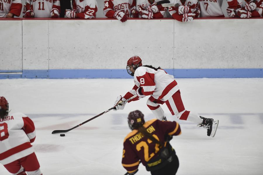 Sophomore forward Deziray De Sousa is part of the women's hockey's integral second line this season. PHOTO BY MADDIE MALHOTRA/ DFP FILE PHOTO
