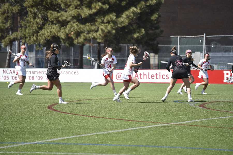Junior midfielder Kelly Mathews had a goal and an assist in BU's 14-10 win over UMass Lowell. PHOTO BY MADDIE MALHOTRA/ DFP FILE PHOTO