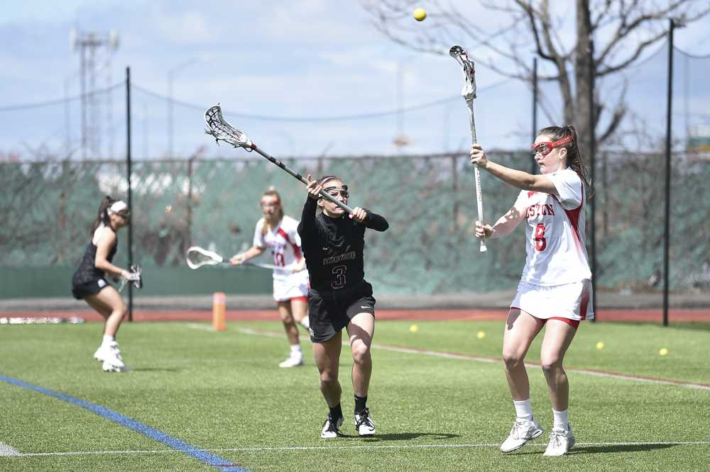 After putting up a program record 13 points against Harvard, sophomore attack Kailey Conry followed up that performance with 6 assists at American over on Saturday afternoon. PHOTO BY MADDIE MALHOTRA/ DAILY FREE PRESS STAFF