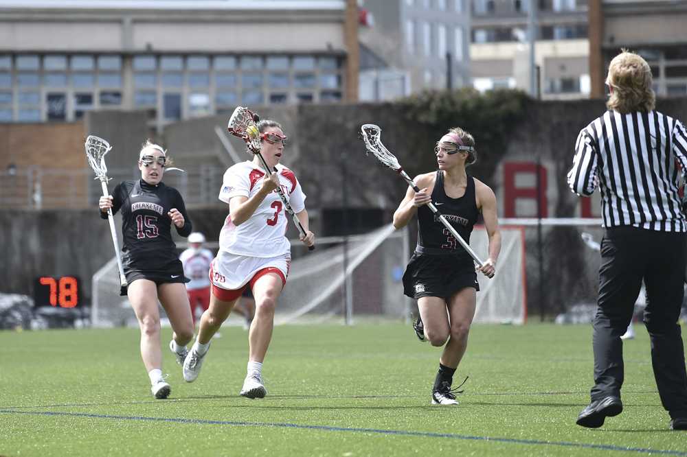Senior defender and co-captain Maria Guerra is second in the Patriot League with 1.75 caused turnovers per game. PHOTO BY MADDIE MALHOTRA/DFP FILE PHOTO 