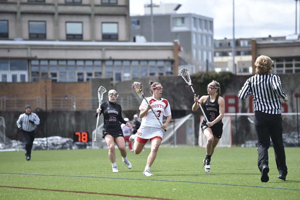 Senior defender and co-captain Maria Guerra had a career-high five ground balls and four forced turnovers against Colgate on Wednesday. PHOTO BY MADDIE MALHOTRA/ DFP FILE PHOTO 