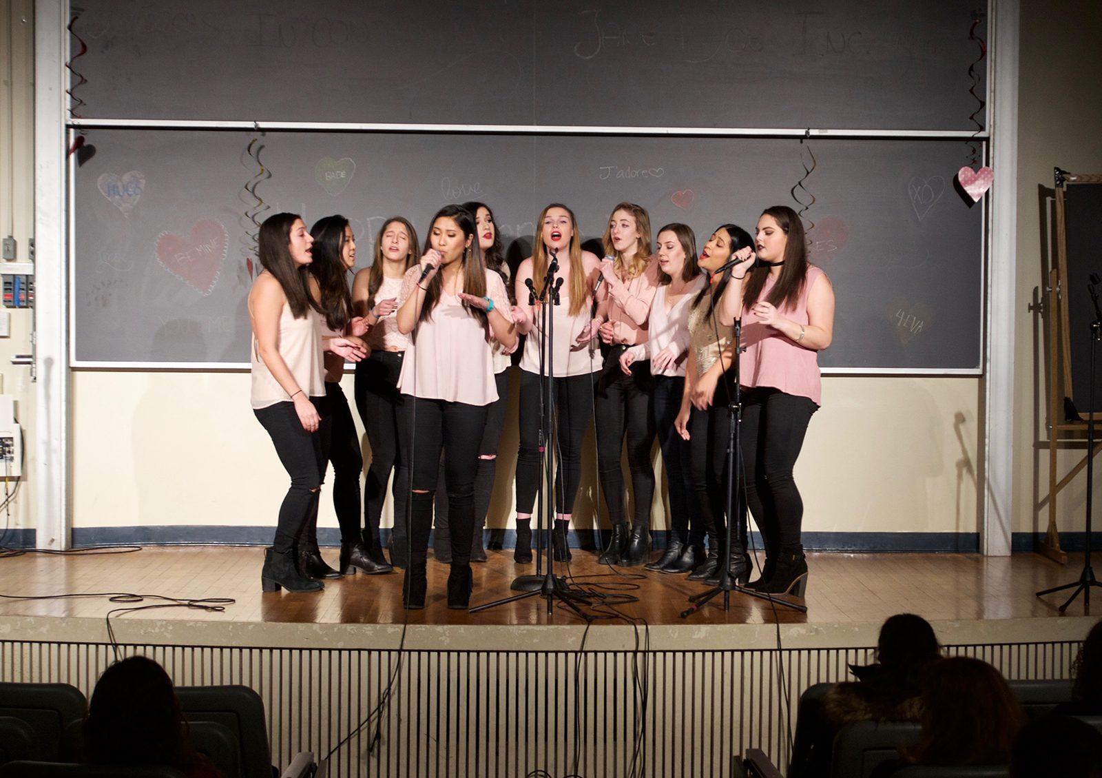The Boston University Sweethearts, an on-campus a cappella group, hosts a benefit concert on Feb. 11 to honor Jane Doe Inc. at the Jacob Sleeper Auditorium. PHOTO BY SYDNEY MAES/ DAILY FREE PRESS STAFF