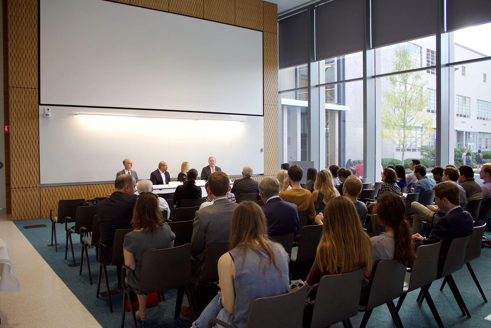 The Initiative on Cities hosts Cities in the Federal System: Building Bipartisan Relationship in a Hyper Partisan Era at the Rajen Kilachand Center for Integrated Life Sciences and Engineering Thursday afternoon. PHOTO BY MAGGIE LEONE/ DAILY FREE PRESS STAFF