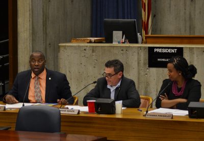 The Boston City Council's Committee on Jobs, Wages and Workforce Development meets to discuss equity in marijuana licensing Monday evening at City Hall. PHOTO BY CHLOE GRINBERG/ DAILY FREE PRESS STAFF