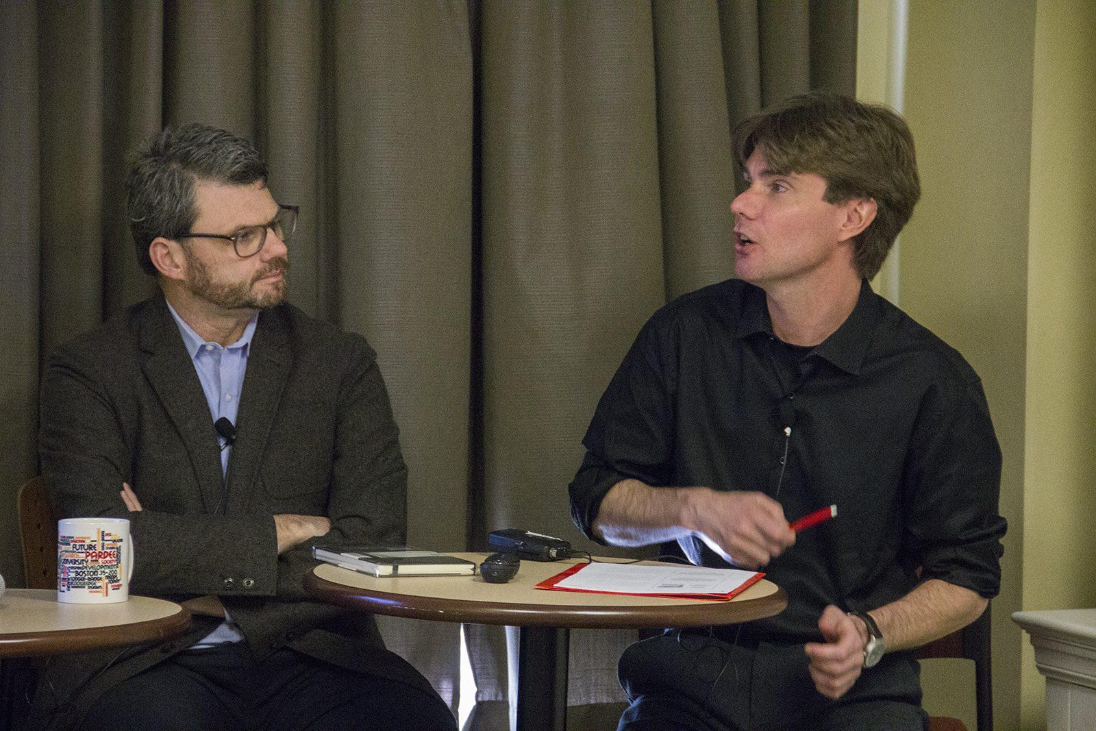 Pardee professors host a panel Wednesday afternoon to discuss the role of public finance in funding global climate change commitments. PHOTO BY ALEX MASSET/ DAILY FREE PRESS STAFF