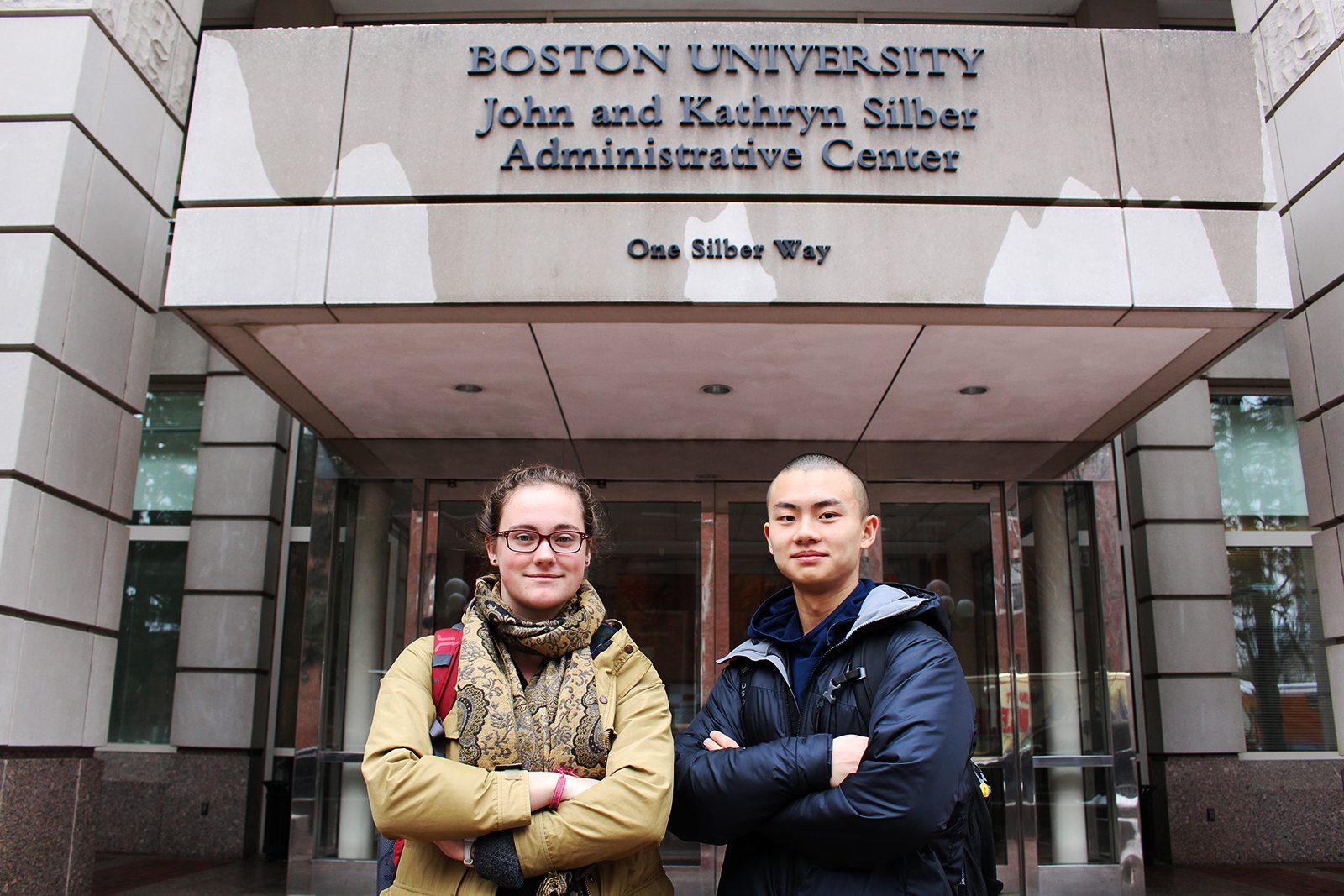 For the past two weeks, Divest BU has sent two members to Boston University President Robert Brown’s office every day, hoping to meet with him and discuss divesting endowment funds from fossil fuels. PHOTO BY COLE SCHONEMAN/ DAILY FREE PRESS STAFF
